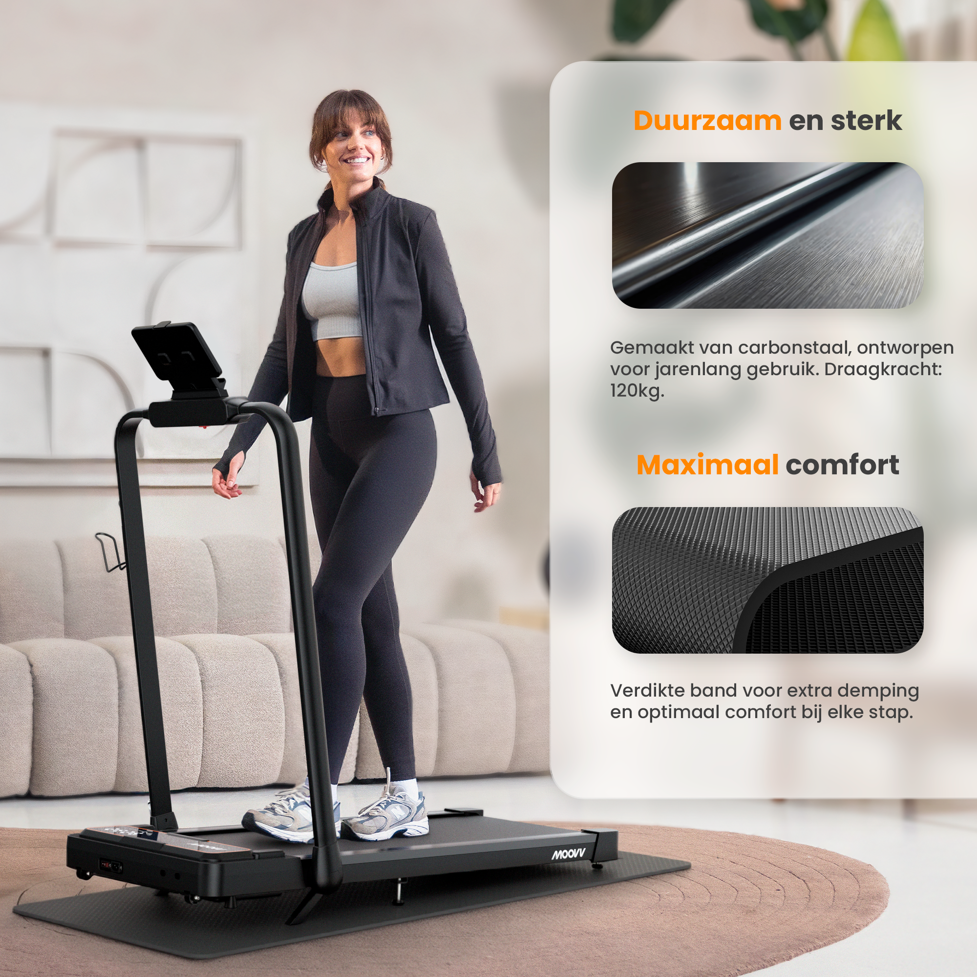 Moovv SmartStep Pro v3 Incline - Klappbares Laufband mit Steigung 1–12 km/h